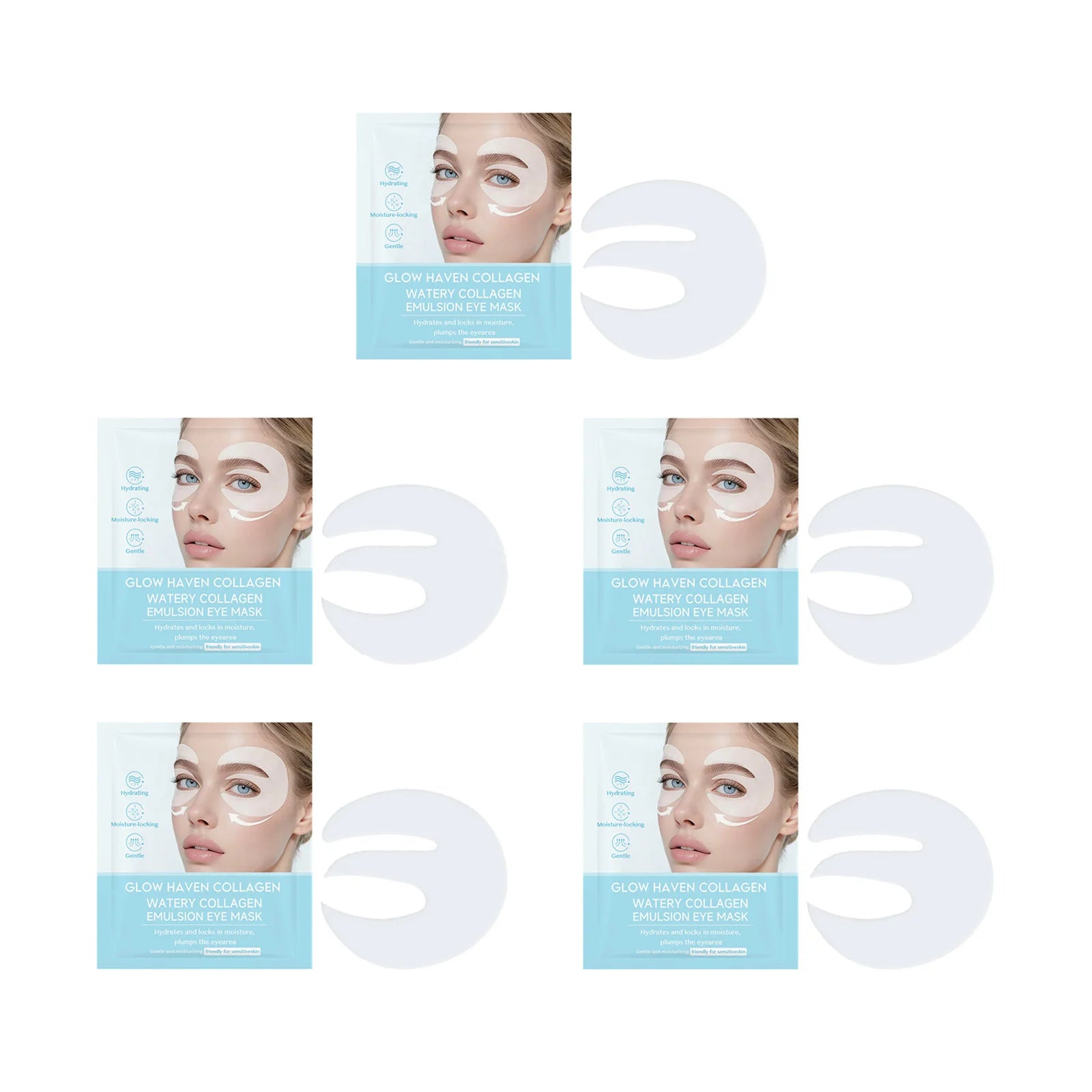 Hydrolyzed Collagen Eye Mask Hydrating Firming Anti-Wrinkle Under Eye Patches Anti Puffiness Dark Circles Soft Eye Contour Skin Qme 5Pcs