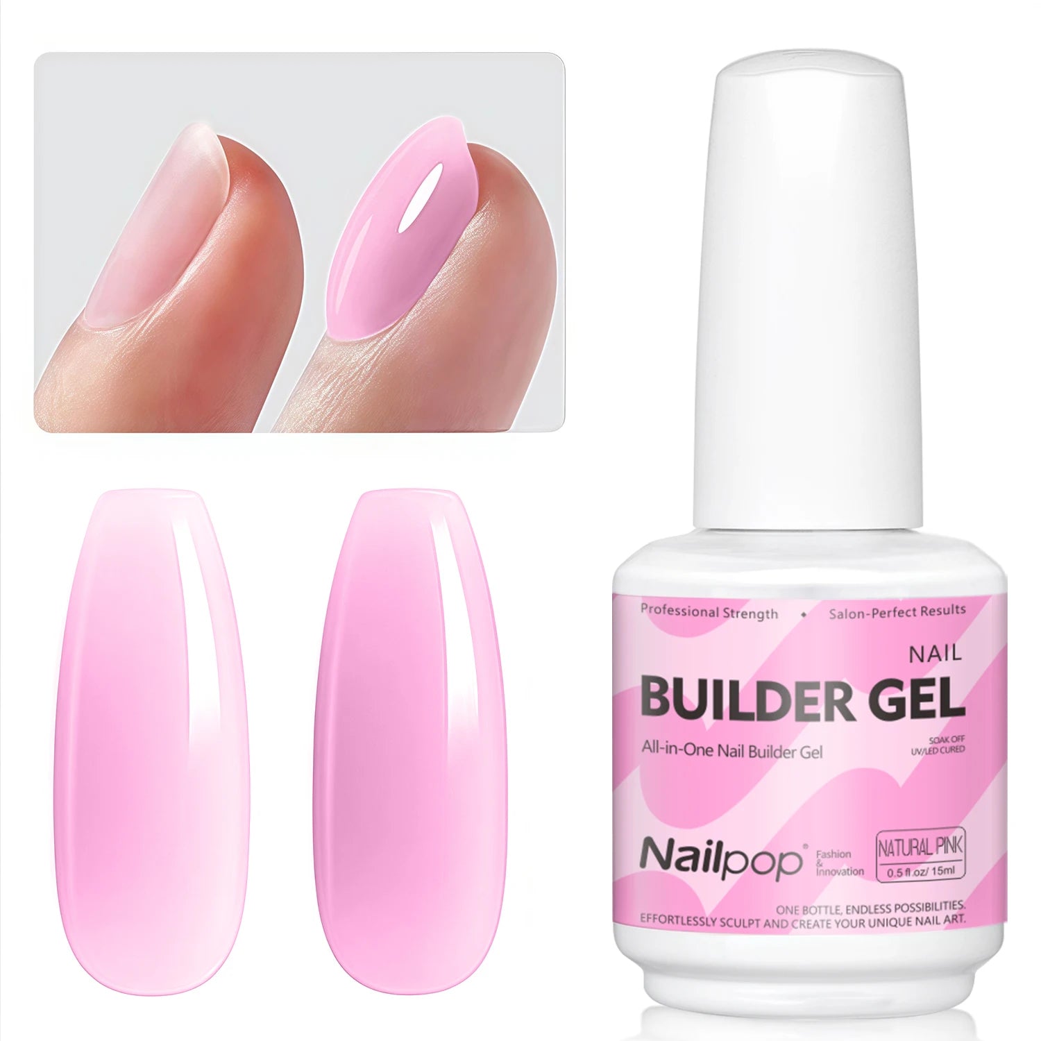 Nailpop 7-in-1 Builder Nail Gel HEMA TPO Fast Building Polish 8 Qme BG-NATURAL PINK