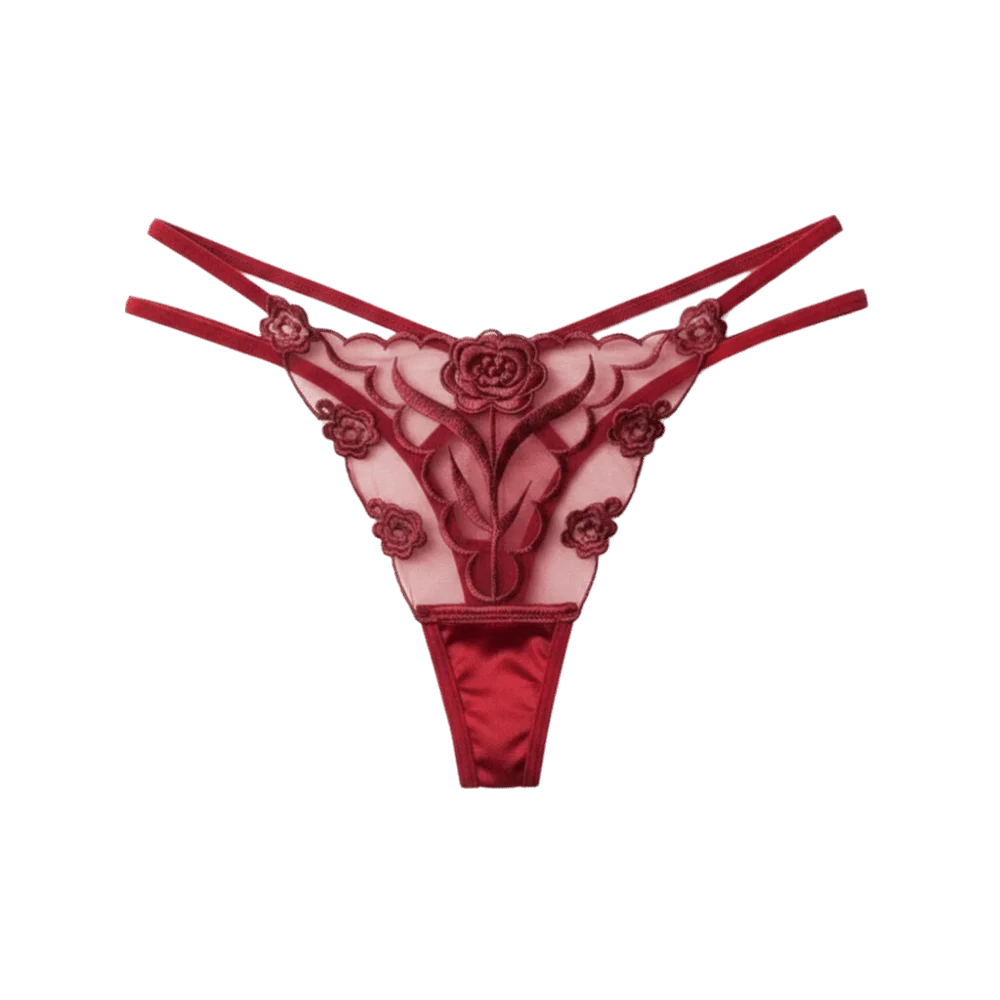 Fashion T-back Women Panties Seamless Transparent Mesh Thongs Thin Qme Wine Red 2XL 1pc