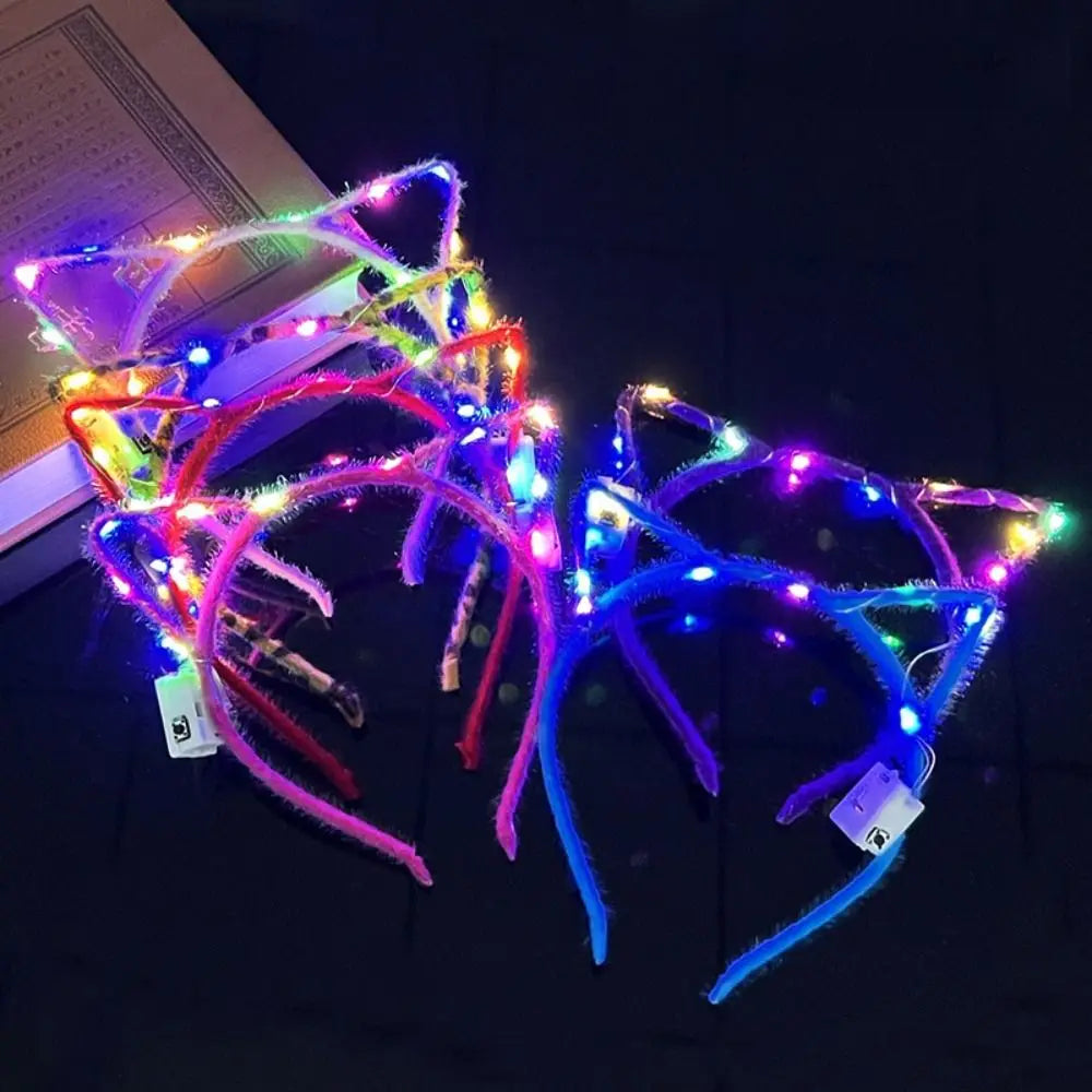 Luminous Hair Hoop LED Rabbit Ears Headband Concert Support Qme A-Random colors