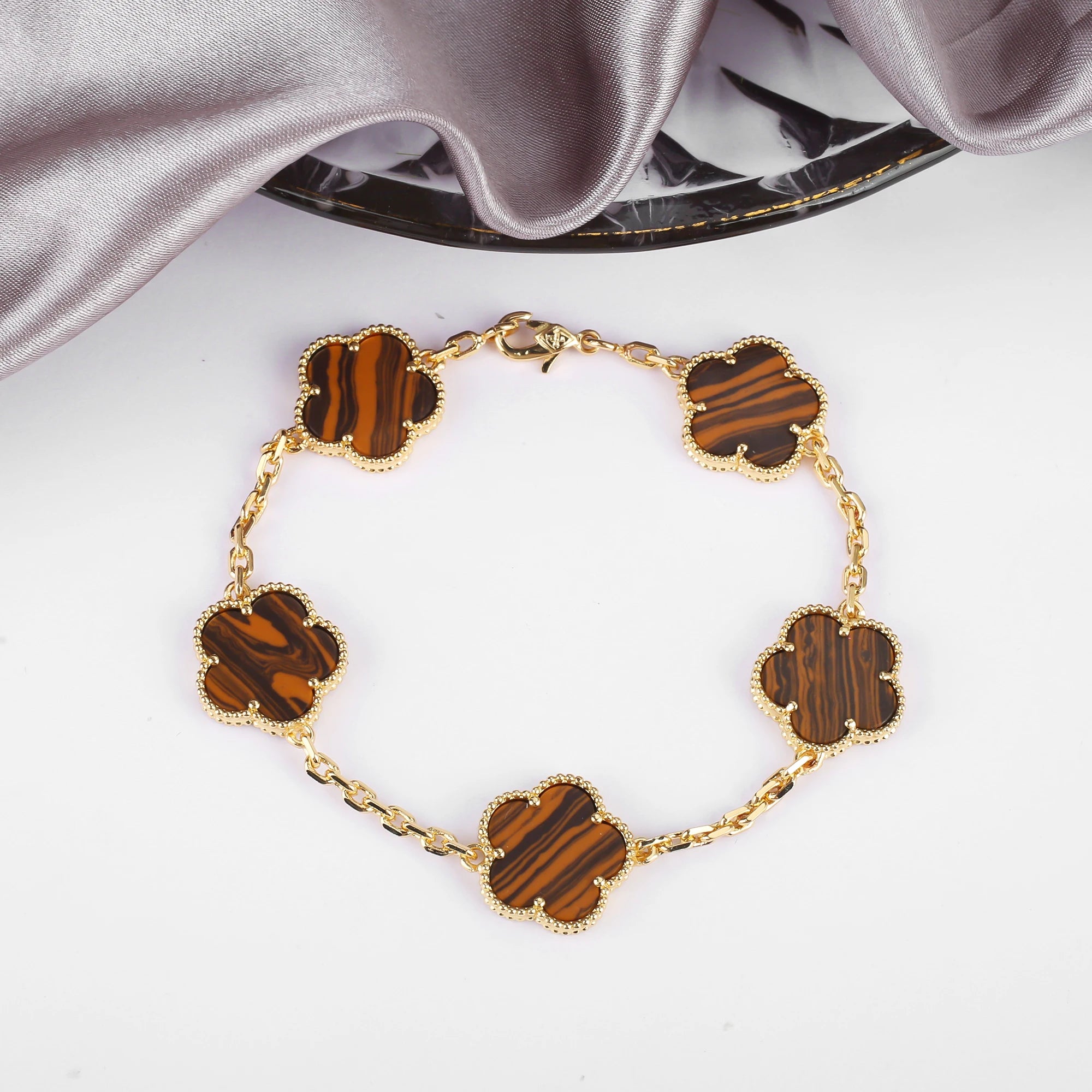 INS Selling Natural Stone Five Leaf Flower Bracelet Necklace Jewelry