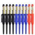 1-10Pcs Multi-Purpose 45mm Deep Drill Hole Long Nib Waterproof Marker Pens for Bathroom Woodworking Long Head Carpenter Pen Qme 4black 4blue 2red