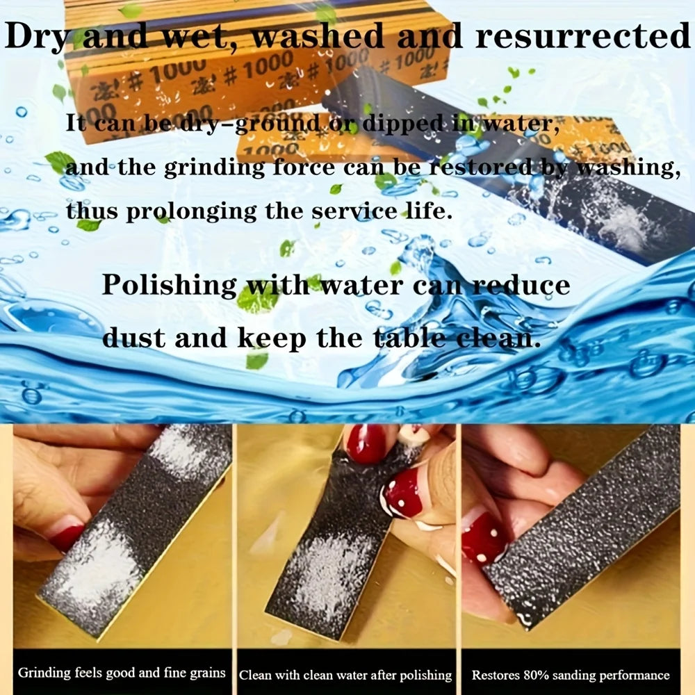 9-Piece Wet/Dry Silicon Carbide Sandpaper and Sponge Set - Heavy Duty #400 to #2000 Mesh Multi-Mesh Grinding and Polishing Kit Qme