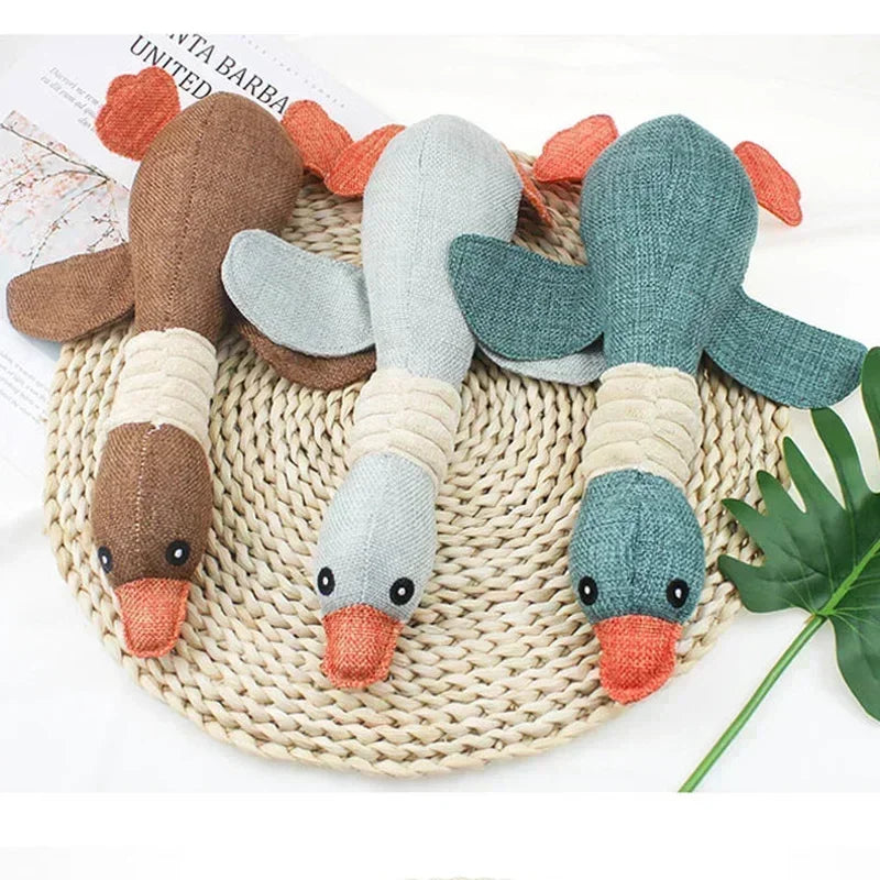 Dog Chew Toys Pet Wild Goose Stuffed Plush Puppy Squeaky Dog Toy Small And Medium Dogs Pet Grinding Toys Sound Geese Gnawing Toy Qme