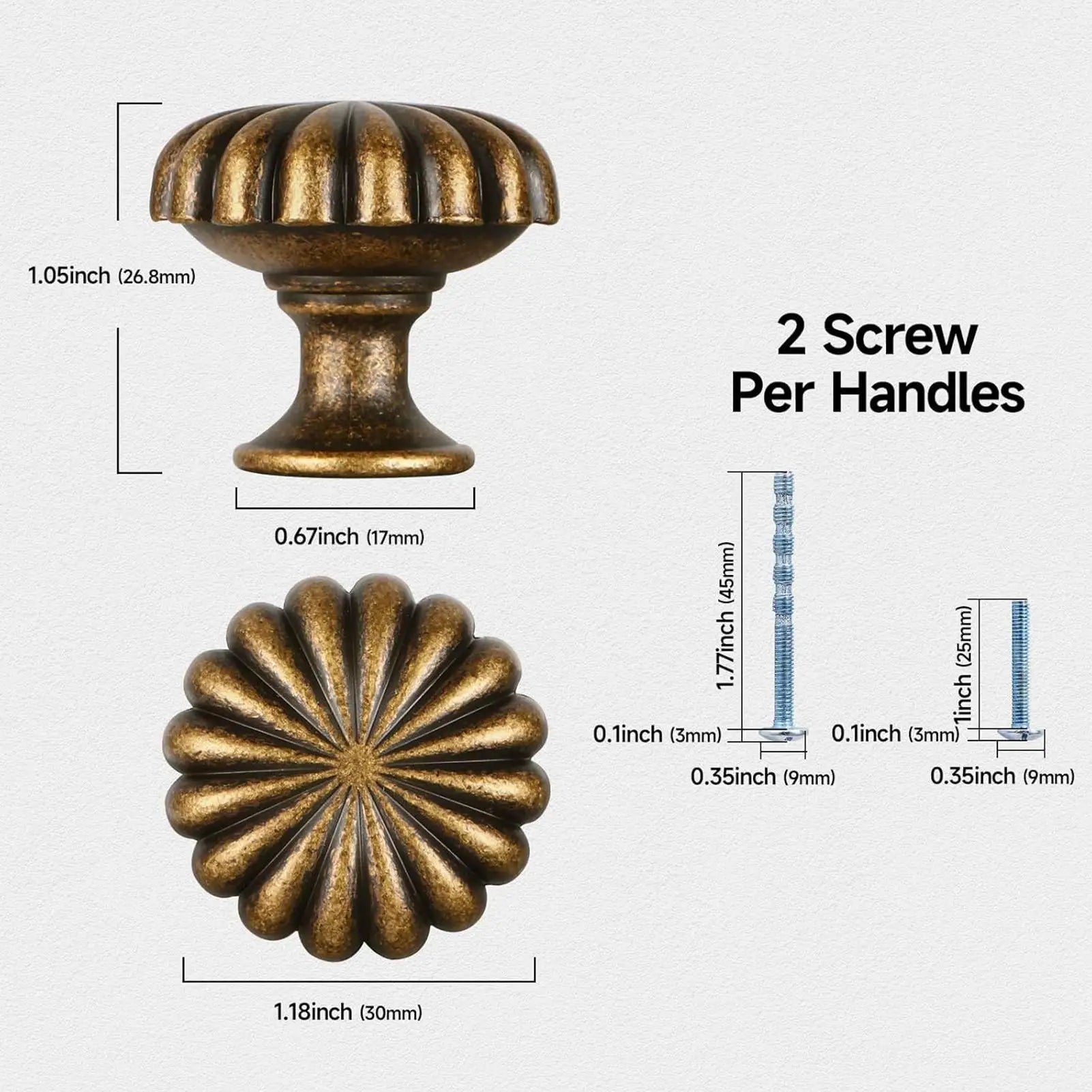 Cabinet Door Knobs 10 Pumpkin Pull Zinc Alloy Antique Round Cupboard Qme