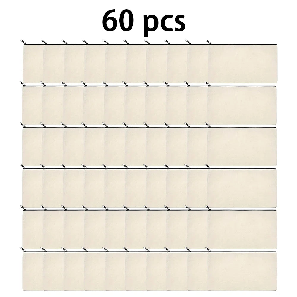10/20/40/60PCS Canvas Zipper Bags Multifunctional Blank DIY Craft Pouches Pencil Bags Case Pouch For Home School Travel Qme 60 pcs Beige