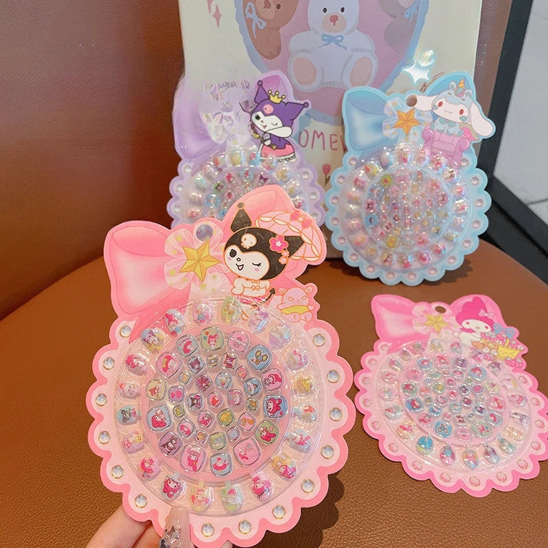 Hello Kitty Kuromi Nail Stickers Non-toxic, Odorless, Nail Art Stickers, Cartoon-themed with Pre-applied Adhesive, Toy Stickers Qme