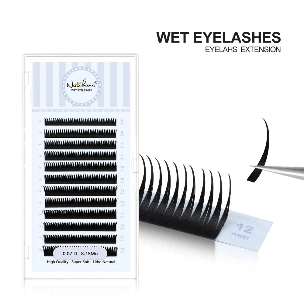 NATUHANA Easy Fanning Lashes Russian Volume Camellia 3D 5D Individual Qme WET C 0.07mm|15mm