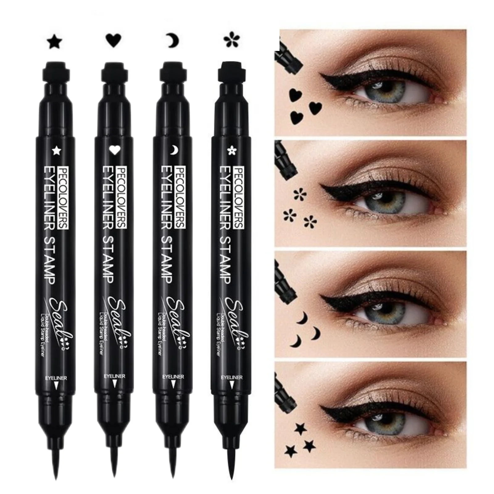 Double-head Liquid Eyeliner Pen Stamps Natural Finish Waterproof Qme