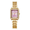 Luxo strass relógios femininos moda retângulo pulseira relógio de pulso de quartzo para meninas reloj mujer Qme Pink