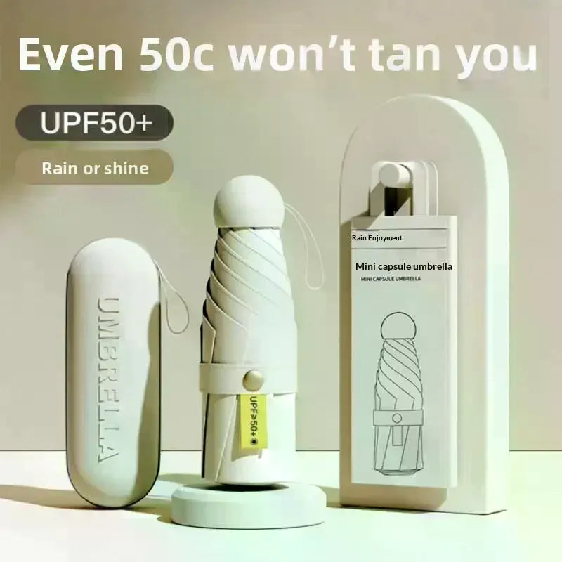 UPF 50+ Blackout Pocket Umbrella Double-layer Sun Protection Compact Qme