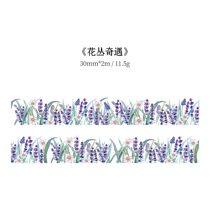 TIANZI 30mm/50mm*2m Vintage Plant Masking Washi Tape Flowers Sticker Aesthetics Diy Scrapbooking Sticker School Supplies Qme A