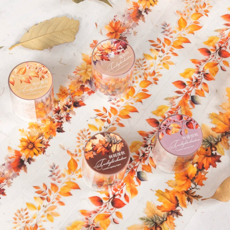 45mm*2m Autumn leaves PET Tape Scrapbooking Decoration Collage Journal Masking Tapes Diary Craft Stickers Stationery supplies Qme