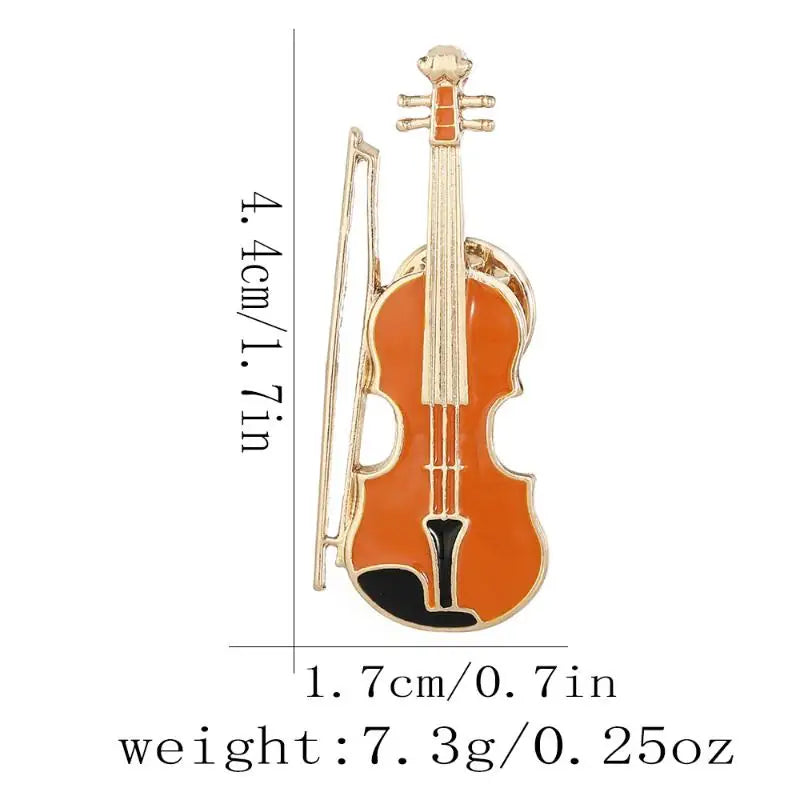 1Pcs Symphony Orchestra Badge Funny Musical Instruments Enamel Brooches Trumpet Clarinet Saxophone Violin Shaped Golden Pins Qme A3