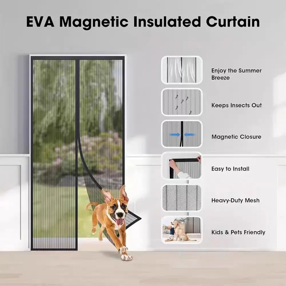 Heavy Duty Magnetic Door Mesh Curtain Anti-Mosquito Automatic Closing Mute Door Netting Home Ventilation Partition Mesh Curtain Qme
