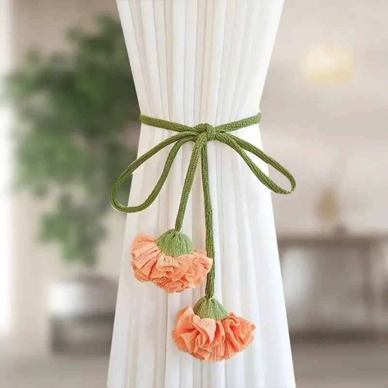 Fashion Flower Shape Curtain Tieback Elastic Band Window Buckles Qme
