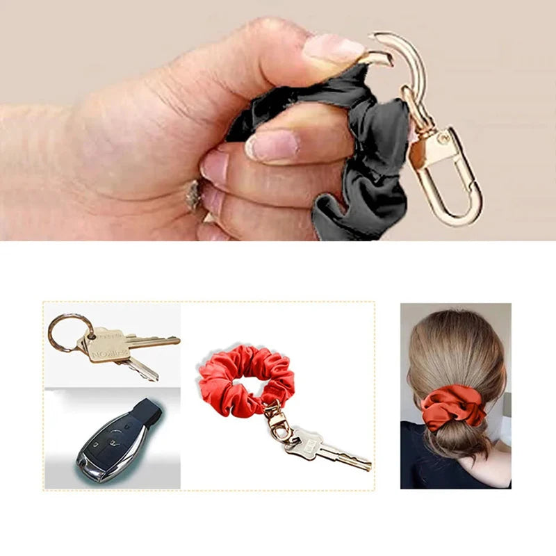 Adjustable Wristband Leather Scrunchie Keychain Sleek Keyring Qme