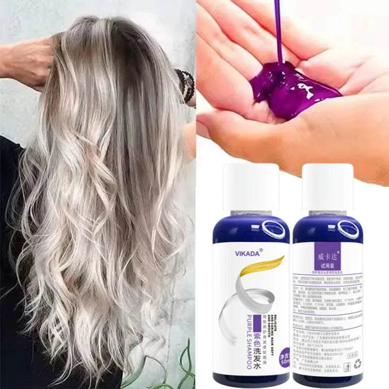 Purple Hair Dye Shampoo for Blonde to Cover Gray Non-irritating Hair Fading Yellow After Bleach Hair Shampoo Gray Hair Remedy Qme