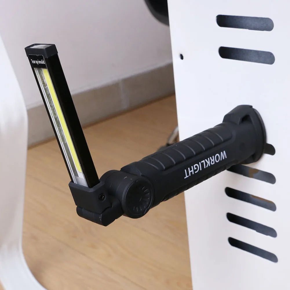 COB LED Work Light Dimmable USB Rechargeable LED Flashlight Inspection Lamp With Magnetic Hook Power Bank 18650 Battery Torch Qme