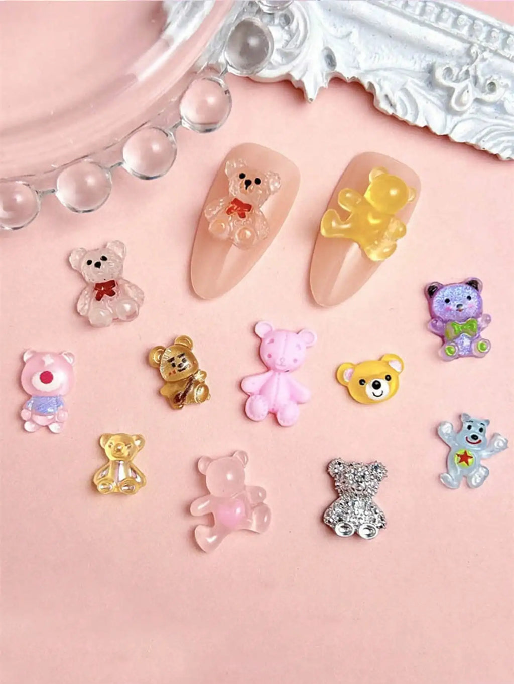 50-Pack Mixed Miniature Resincharms Cute Bear Rabbit Assorted Cartoon Qme