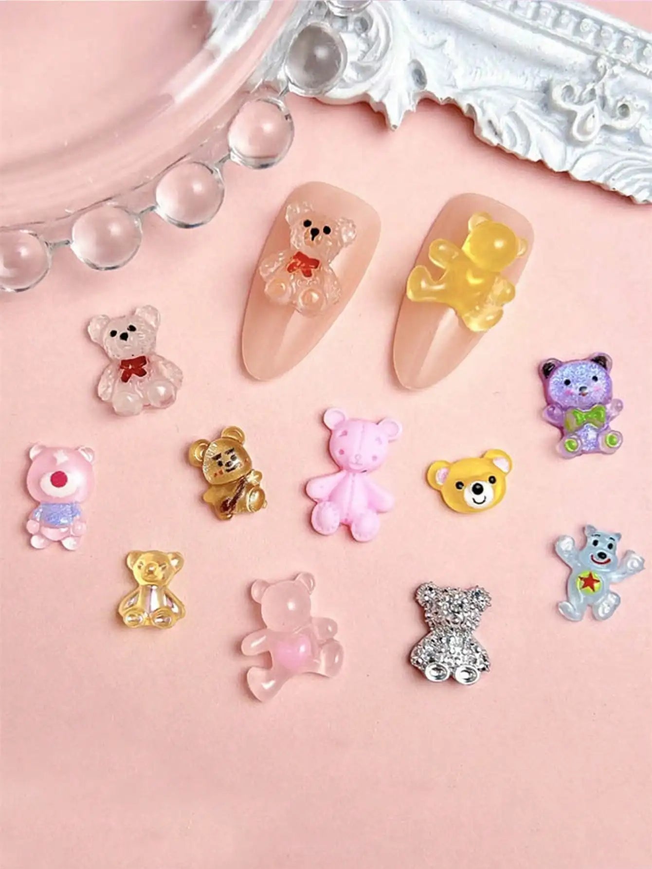 50-Pack Mixed Miniature Resincharms Cute Bear Rabbit Assorted Cartoon Qme