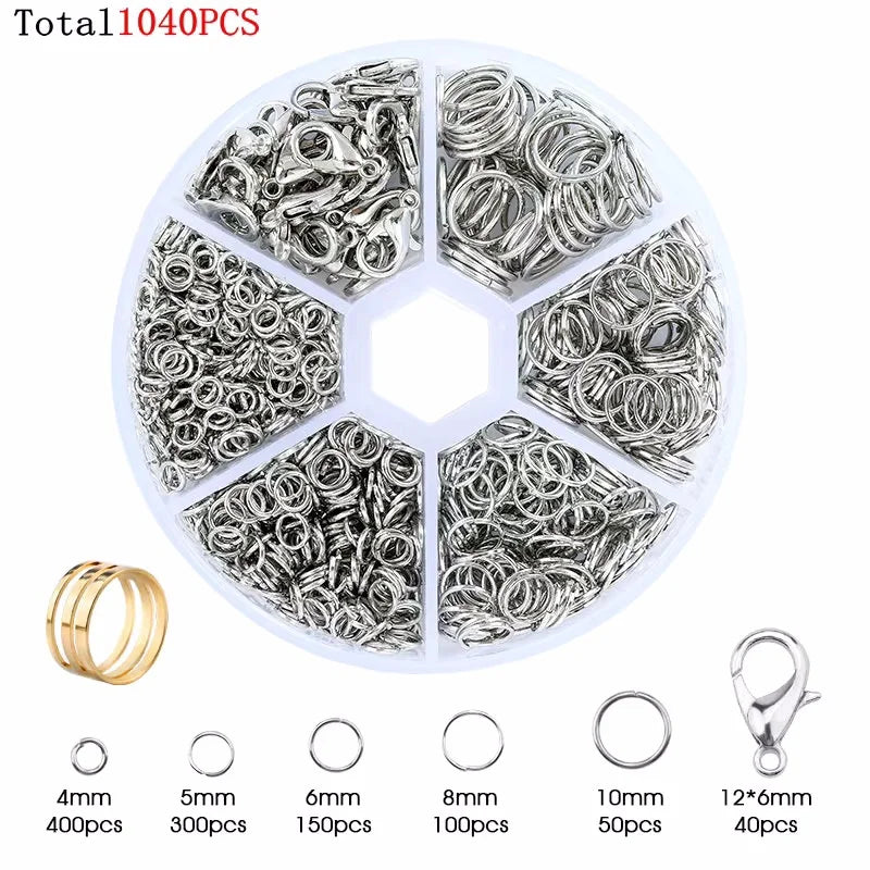 Alloy Accessories Jewelry Findings Set Earring Making Kit Lobster Clasp Open Jump Rings Repair Tools DIY Jewelry Making Supplies Qme 17