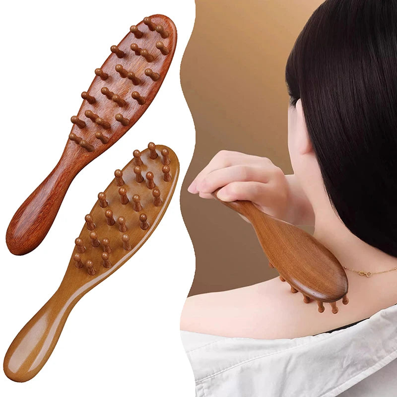 Head Scalp Meridian Comb Natural Sandalwood Long Handle Body Qme