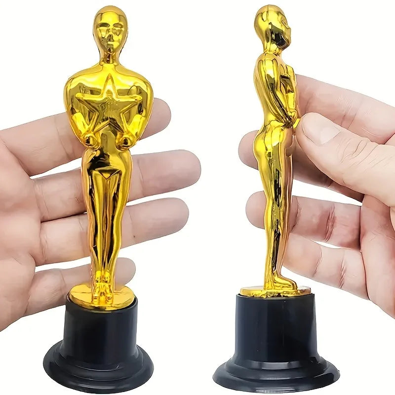 1 3 6 Golden Trophy Statuettes Plastic Oscar Award Trophies Party Qme