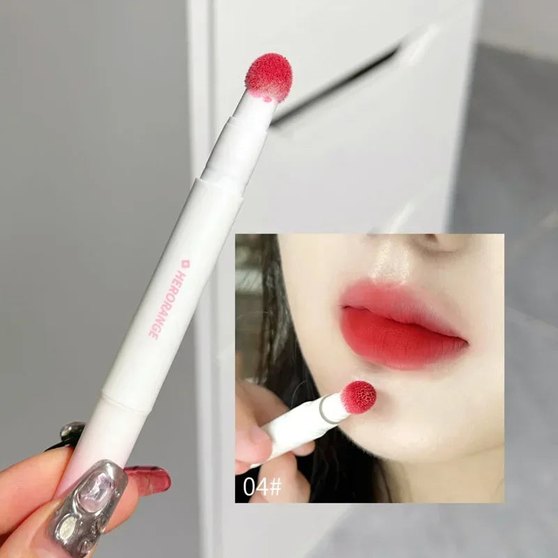 Liquid Lipstick With Cushion Applicator Velvet Matte Lip Gloss Moisturizing Creamy Soft Liquid Blush Lip Stick Multi-uses Makeup Qme 04