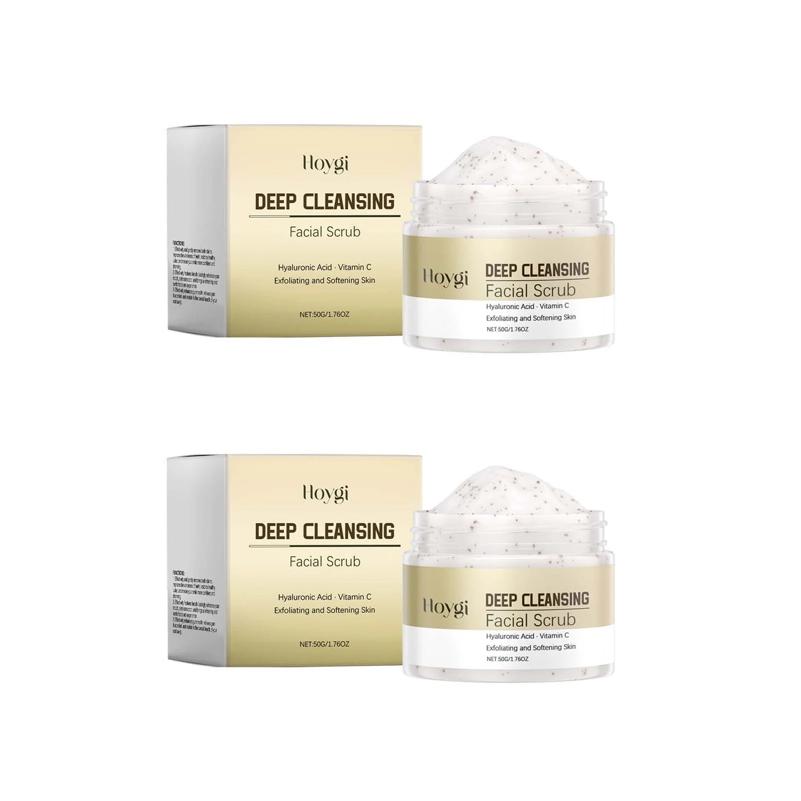 Deep Cleansing Facial Scrub Exfoliating Facial Cleansing & Pore Refining Removal Dead Skin Oil Control Smooth Hydrated Skin Qme 2 x 50g Boxed