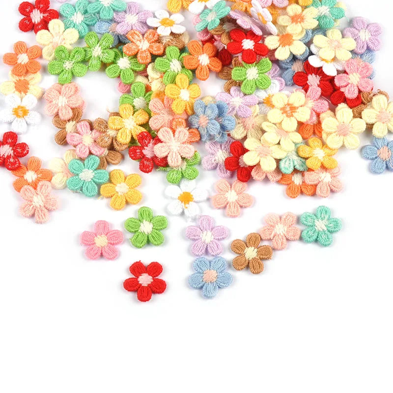 30pcs 16mm Mixed 12color Flower Patches For DIY Clothing Shoes Crafts Sewing Fabric Handmade Material Headwear Accessories c3781 Qme