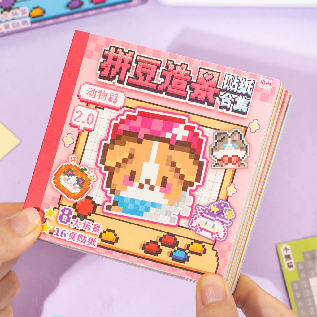 24Pcs Cute Pixel Food Milk Cake Theme Sticker Book Handmade DIY Diary Magazine Scrapbook Aesthetics Stationery Sticker Book Qme