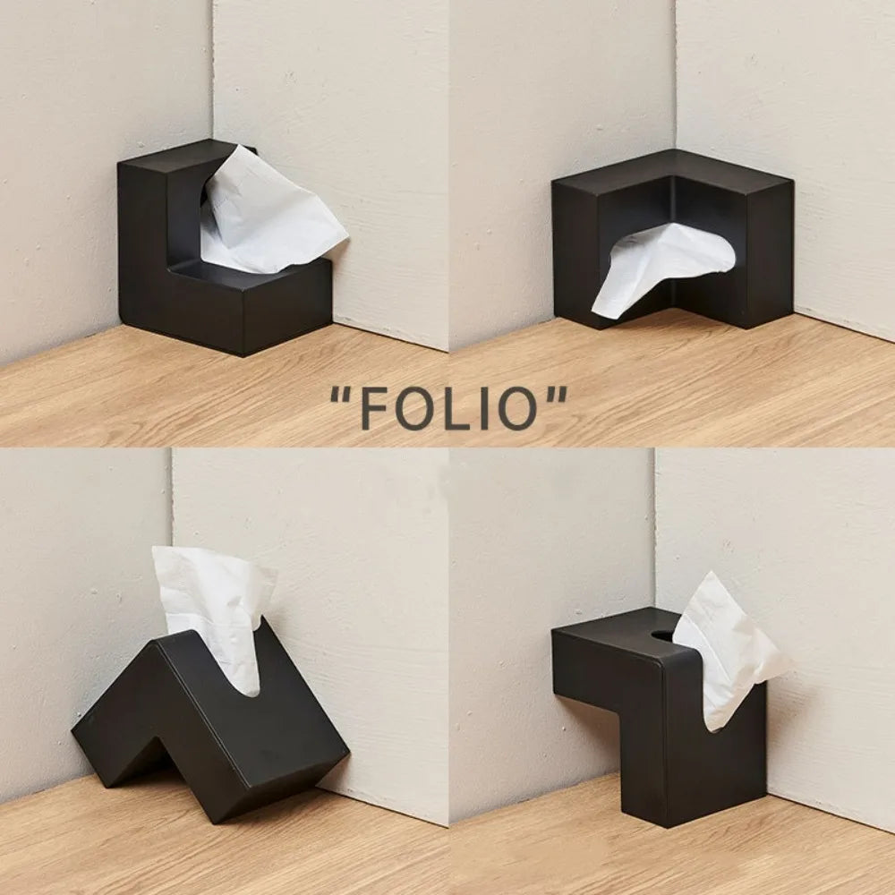 L-shaped Tissue Boxes Office, Living Room, Bedroom, Simple and Creative Folding Double-sided Tissue Box Holder Home Decoration Qme