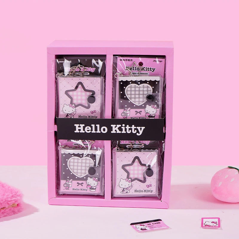 Hello Kitty Pink & Blue Series Notebook MINI Plastic-Covered Planner Student-Friendly Keychain Snap-Closure Notepad Qme
