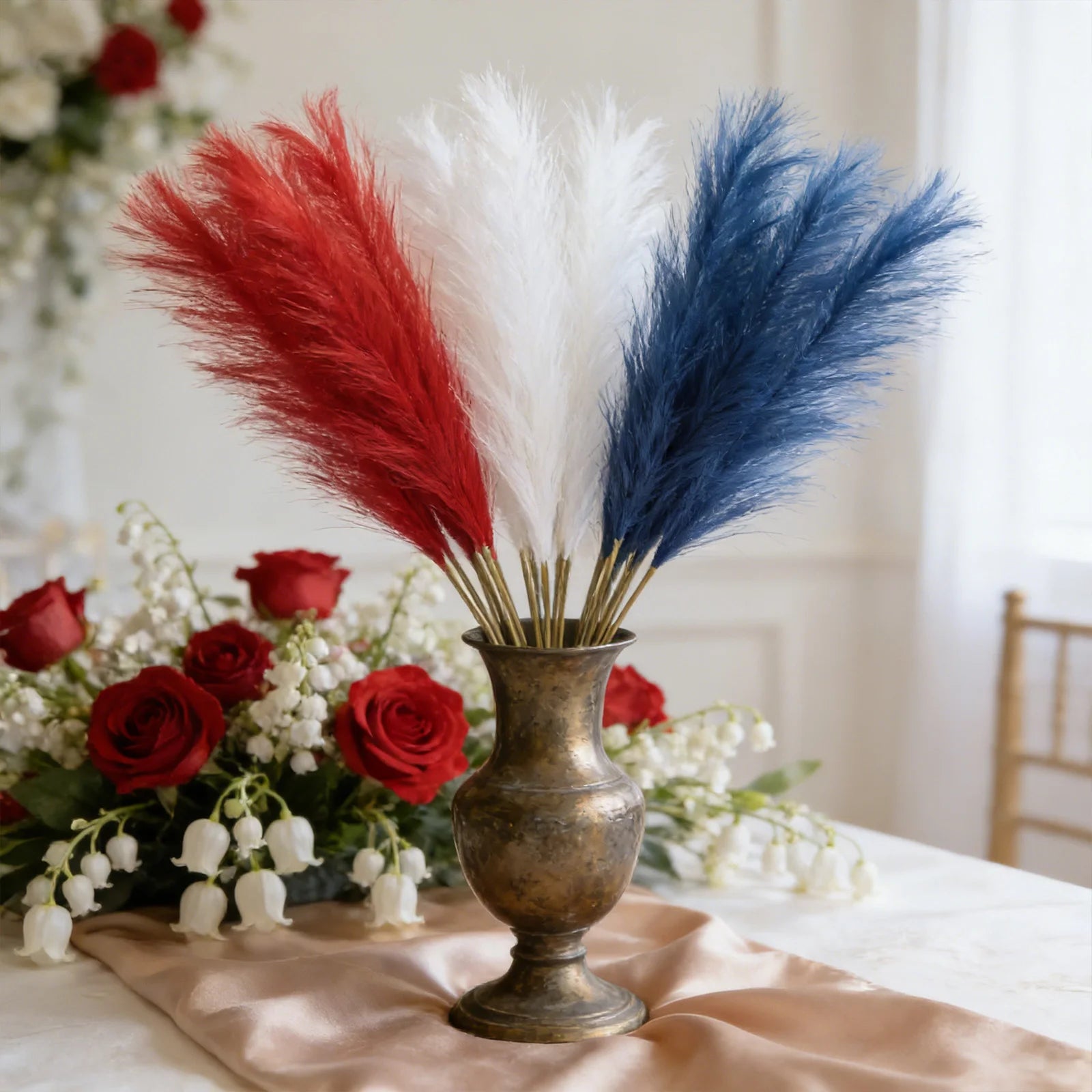 30pcs Random Color Fluffy Pampas Grass Artificial Simulation Plant Flowers for Anniversary Wedding Boho Bouquet Party Decoration Qme