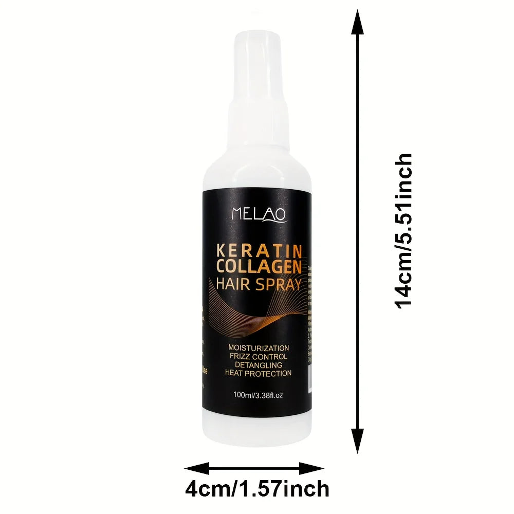 MELAO Collagen & Keratin Hair Spray - Repairing & Strengthening Leave-In Conditioner with Heat Protection for Damaged Hair Qme