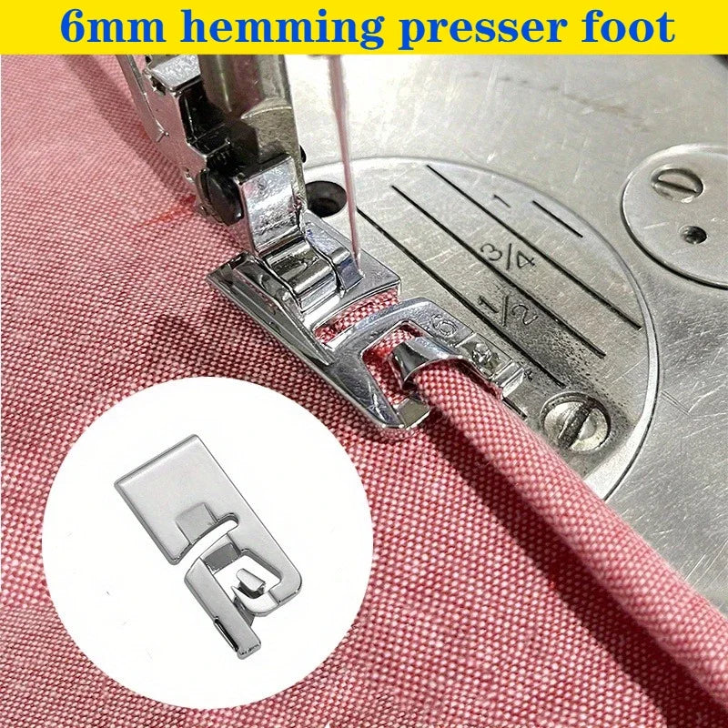 Multi-Function Sewing Machine Presser Foot, Household 6mm Presser Foot Hemmer Foot Set Hemmer Foot Qme