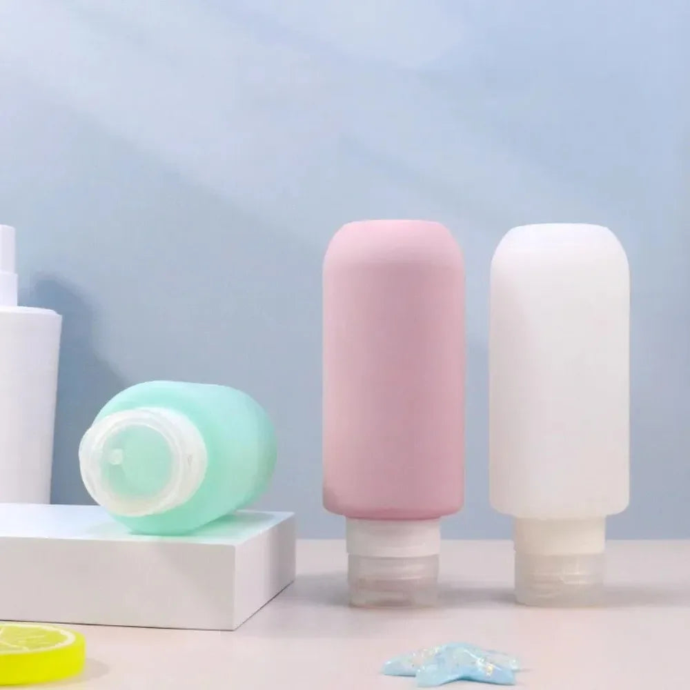 Silicone Bottle Refillable Lotion Shower Gel Shampoo Container Empty Qme