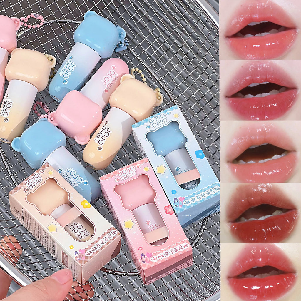 JOJO DAIRY Cute Bear Light-sheer Lip Glaze 6-color Pendant Watery Qme