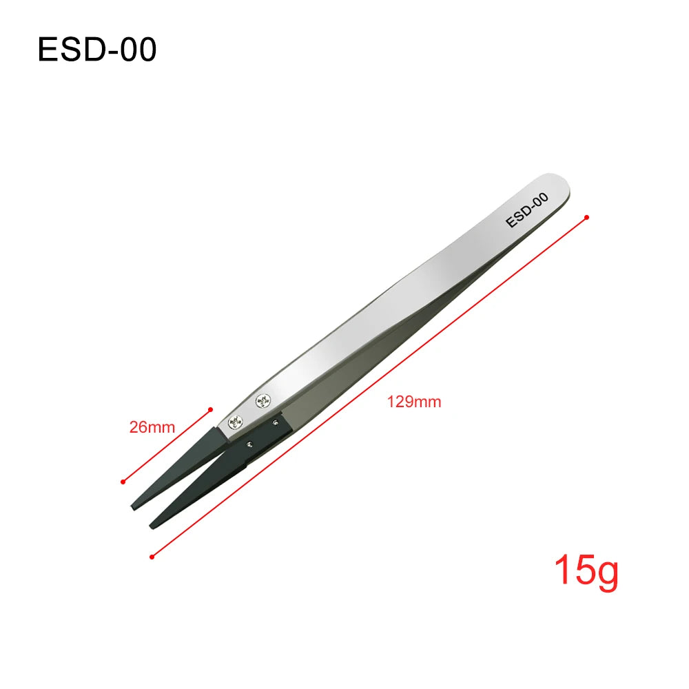 LEFAVOR Anti-static Plastic Tweezers Stainless Steel Industrial Qme esd-00