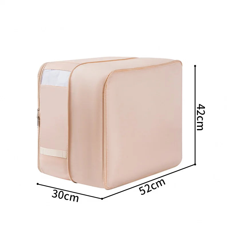 A Suitable for organizing, transporting, and packaging clothes and blankets, with handles and oversized foldable storage bags Qme Double apricot