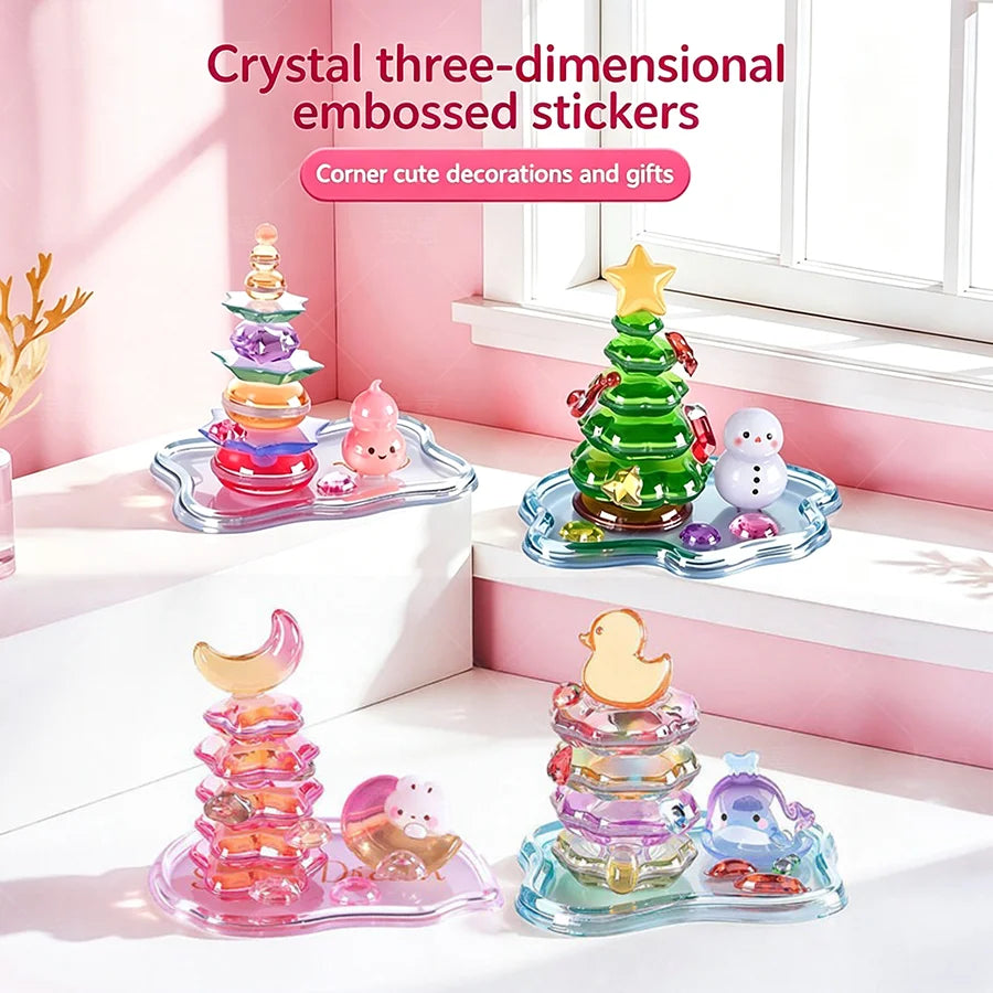 3D Embossed Stickers-3D Handmade DIY Layered Solid Relief Stickers New Cute Desktop & Windowsill Ornament Children's Day Gifts Qme