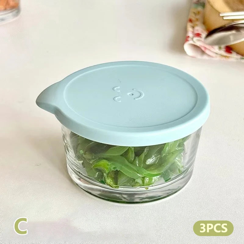1/3PCS 200ML Glass Storage Jars Transparent Thicken Glass Storage Containers Multifunction Fresh-keeping Mini Clear Jars Kitchen Qme 3PCS C