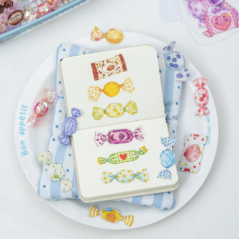 Candy Shaped Sticker Pack, Sweet Style Stickers for Junk Journal Decoration, Decorative Stickers for Water Cups, Photo Frames Qme