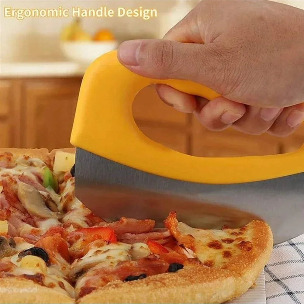 Pizza Cutter with Cover Stainless Steel Pizza Slicing Food Chopper Herb Cheese Knife Cutter Ring for Precise Baking Tools Qme