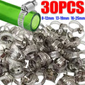 Stainless Steel Screw Band Hose Clamps Adjustable Car Fuel Tube Pipe Clamp Worm Gear Plier Tools Faucet Water Pipes Fasteners Qme 30PCS 8-12mm
