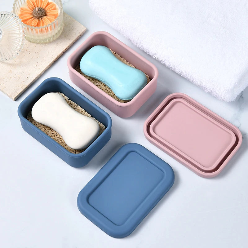 Large Leakproof Travel Soap Case Silicone Box Draining Layer Enhanced Qme