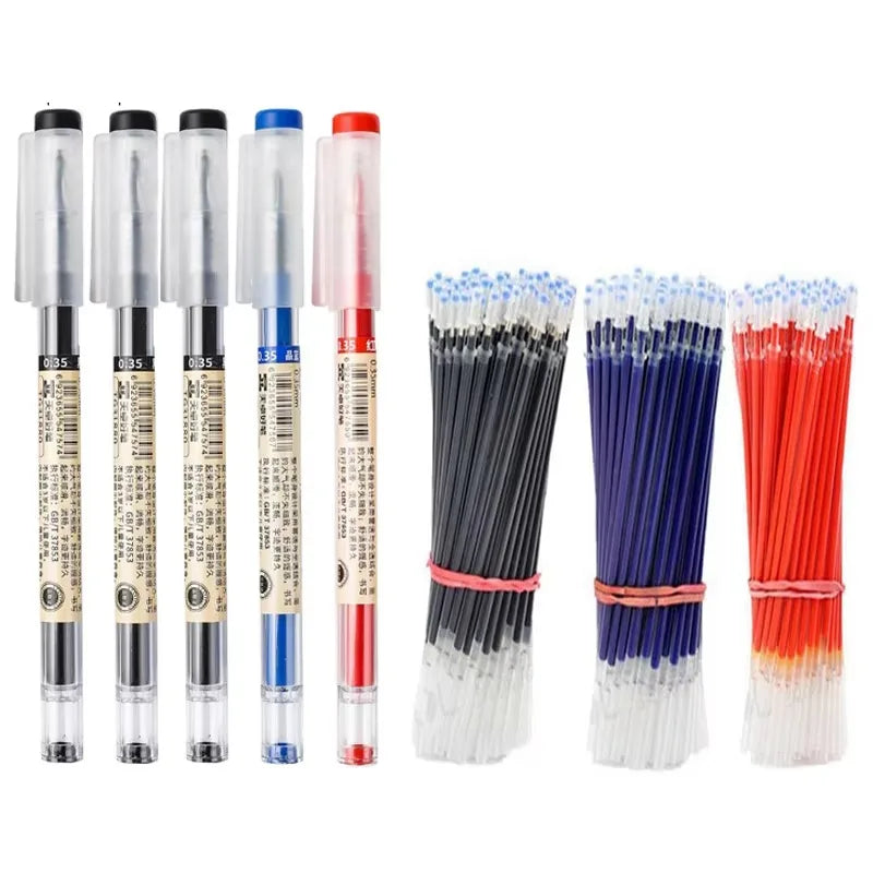 3-12pcs/set Fine Point Pen 0.35mm Black Blue Red Ink Gel Pen Ballpoint Pen School Office Student Writing Stationery Supply Qme