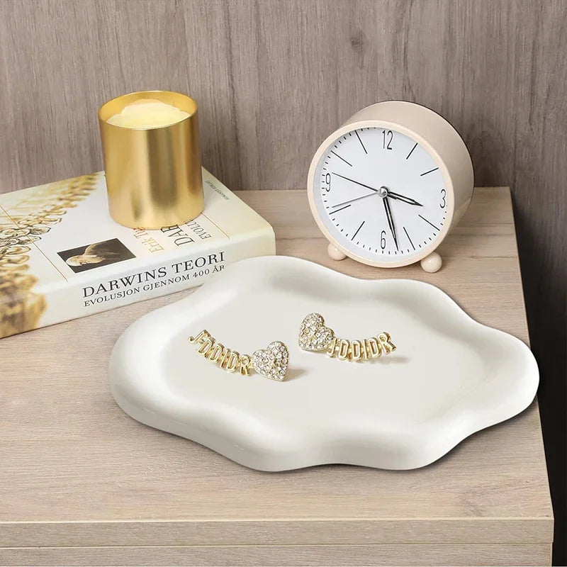 INS Cloud Shape Ceramic Plate Exquisite Ornaments Jewelry Dish Women Qme