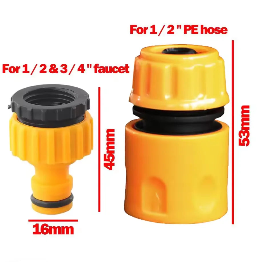 3/4 & 1/2 Inch Graden Hose Water Tap Threaded Connector Faucet Adapter 2pcs Hose Faucet Quick Connector For Garden Irrigation Qme